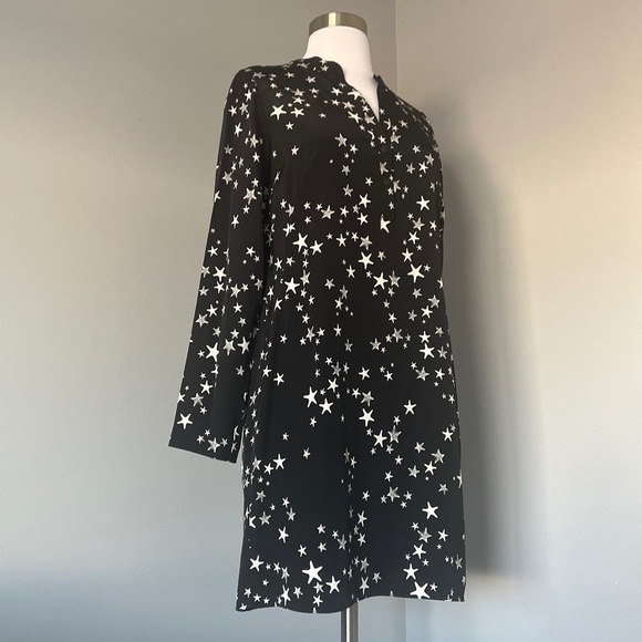 Tibi Star Printed 100% Silk Shift Long sleeve Cocktail Casual Tunic Dress 4 Smal - Picture 11 of 15